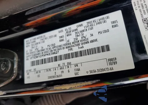 2023 Ford F150 Supercrew из США, поврежденный, VIN 1FTEW1CPXPKE39627